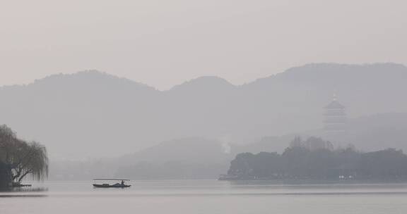 杭州西湖清晨风光空镜