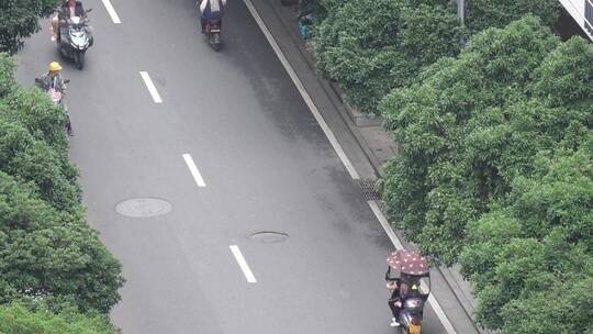 高楼上俯视城市街道车流