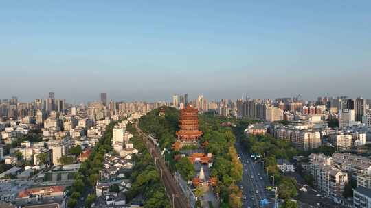 武汉地标黄鹤楼航拍城市景观建筑风光风景