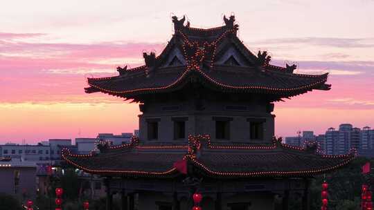 西安城墙 西安角楼 东南角楼 西安 晚霞