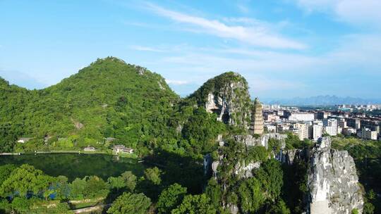 桂林山水自然风光风景航拍穿山塔山公园合集