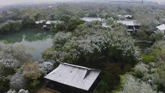 杭州西溪湿地雪景航拍