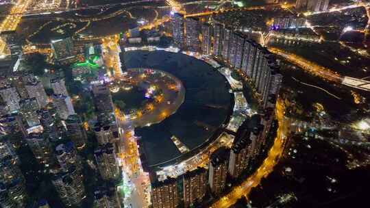 成都高新区夜景航拍