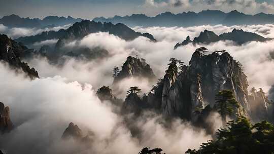 祖国壮丽山河黄山日出云海