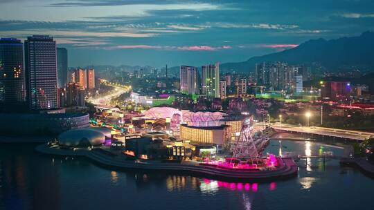 青岛西海岸夜景8K视频素材模板下载