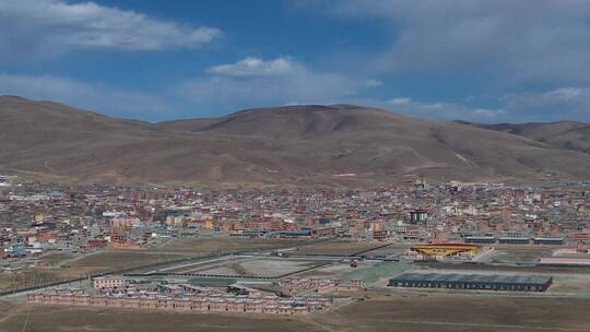 藏区高原航拍寺庙牛羊森林河流雪地转经