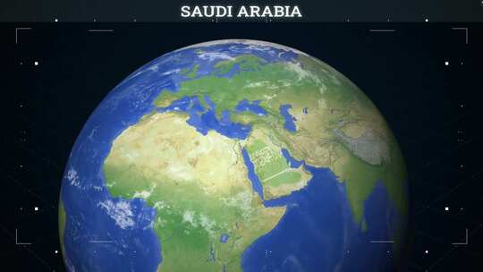 沙特阿拉伯地图从地球与国旗