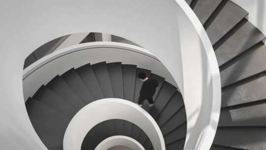 现代建筑中简约的螺旋楼梯