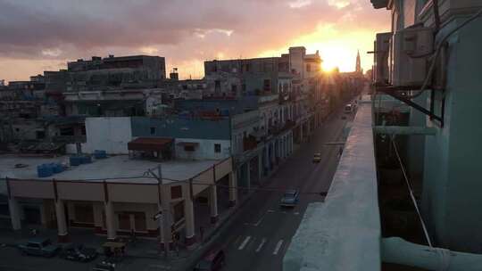 古巴哈瓦那街道夕阳地拍709
