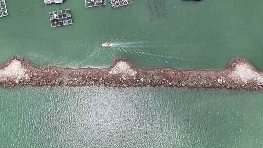 合集行驶的渔船查看养殖海鲜水产品航拍
