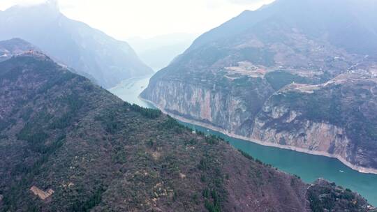 重庆奉节县瞿塘峡夔门白帝城航拍实拍视频