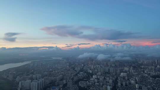 航拍海口日出风光