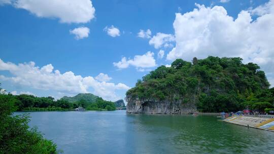 广西桂林山水旅游地标象鼻山象山漓江延时