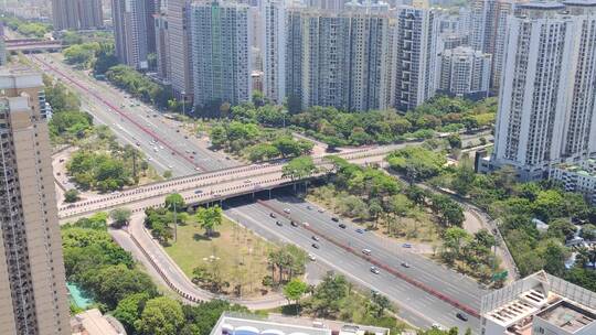 深圳市的滨河新洲立交桥特写4k视频素材模板下载