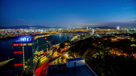 韩国首尔市高空城市延时拍摄