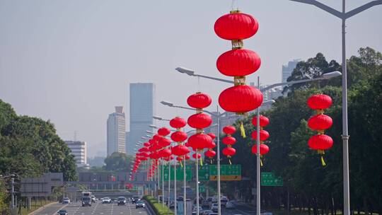 深圳城市春节灯笼装饰过新年