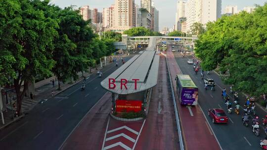 广西南宁城市公交BRT道路航拍