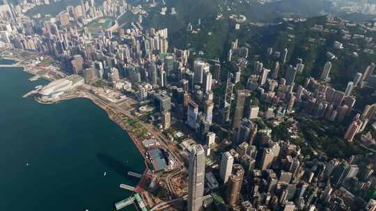 香港港岛中环城市航拍大景