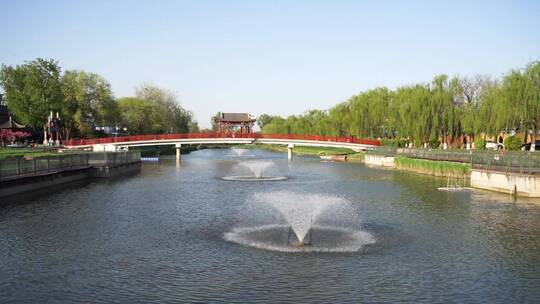 湖面喷泉长廊京西学校