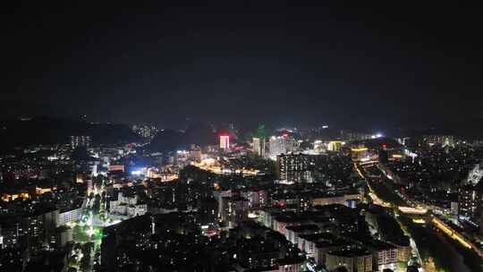 广东云浮城市大景夜景灯光航拍