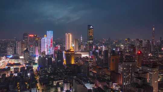 南京新街口夜景航拍延时