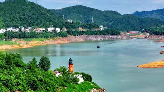 航拍陕西安康瀛湖风景区