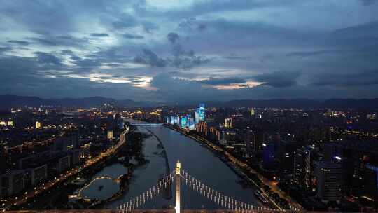 福建福州城市城市夜景灯光航拍