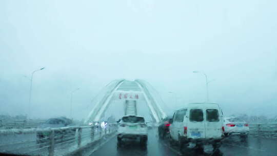 雨中 卢浦大桥 第一视角 上海  南北高架