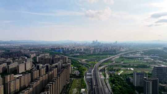 中国杭州留石高架路繁忙城市航拍延时视频素材模板下载