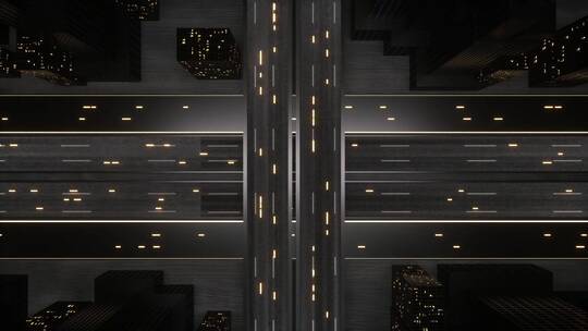 夜晚城市立交桥交通创意C4D动画