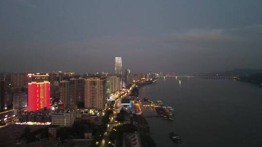 航拍湖北宜昌城市夜景