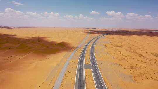 4k阿拉善沙漠中的公路