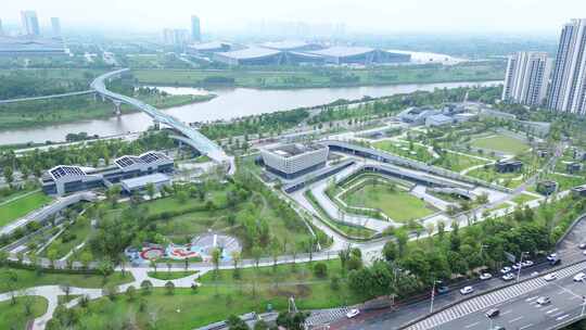 长沙高铁南站附近黎托公园生态绿化航拍11