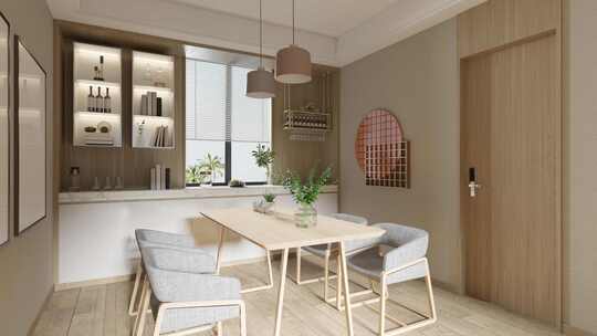 现代北欧风格家居室内餐厅漫游动画