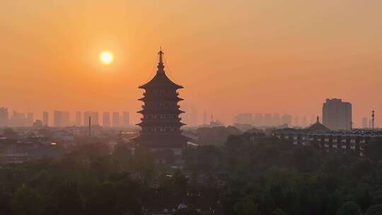 洛阳明堂天堂景区日出航拍