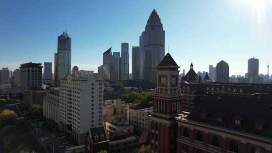 天津海河风景小白楼CBD城市风光航拍