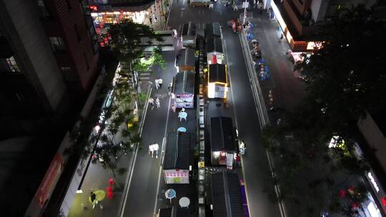 航拍福州美食街夜景