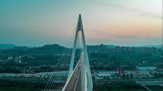 重庆马桑溪大桥夜景航拍延时