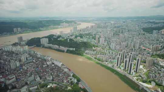 肇庆城市俯视图