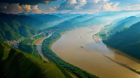长江河流山川山脉风景