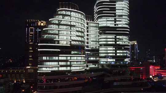 广州都市夜景写字楼视频素材模板下载