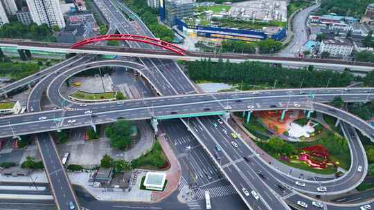 上海市徐汇区内环漕溪北路立交桥高架桥俯视