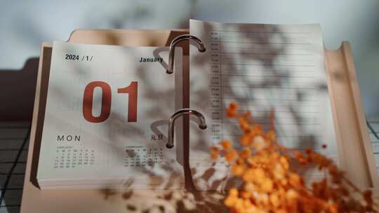 2024年元旦日历翻页