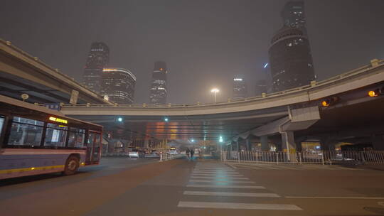 北京国贸夜景 夜景车流