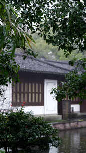 雨中的传统中式建筑风景