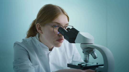 生物技术科学家女性开发药物的特写肖像生物