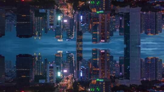 未来科技赛博朋克城市夜景镜像