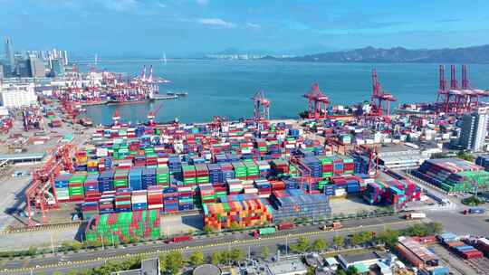 港口集装箱码头航拍工业素材价值工厂深圳招视频素材模板下载