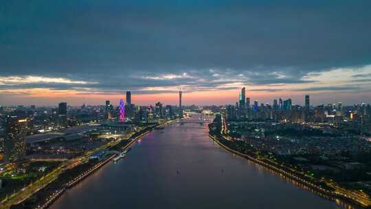 航拍广州珠江新城延时广州大景