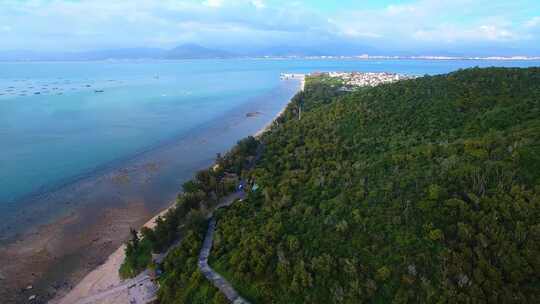 航拍海南三亚西岛海洋文化旅游区海浪礁石